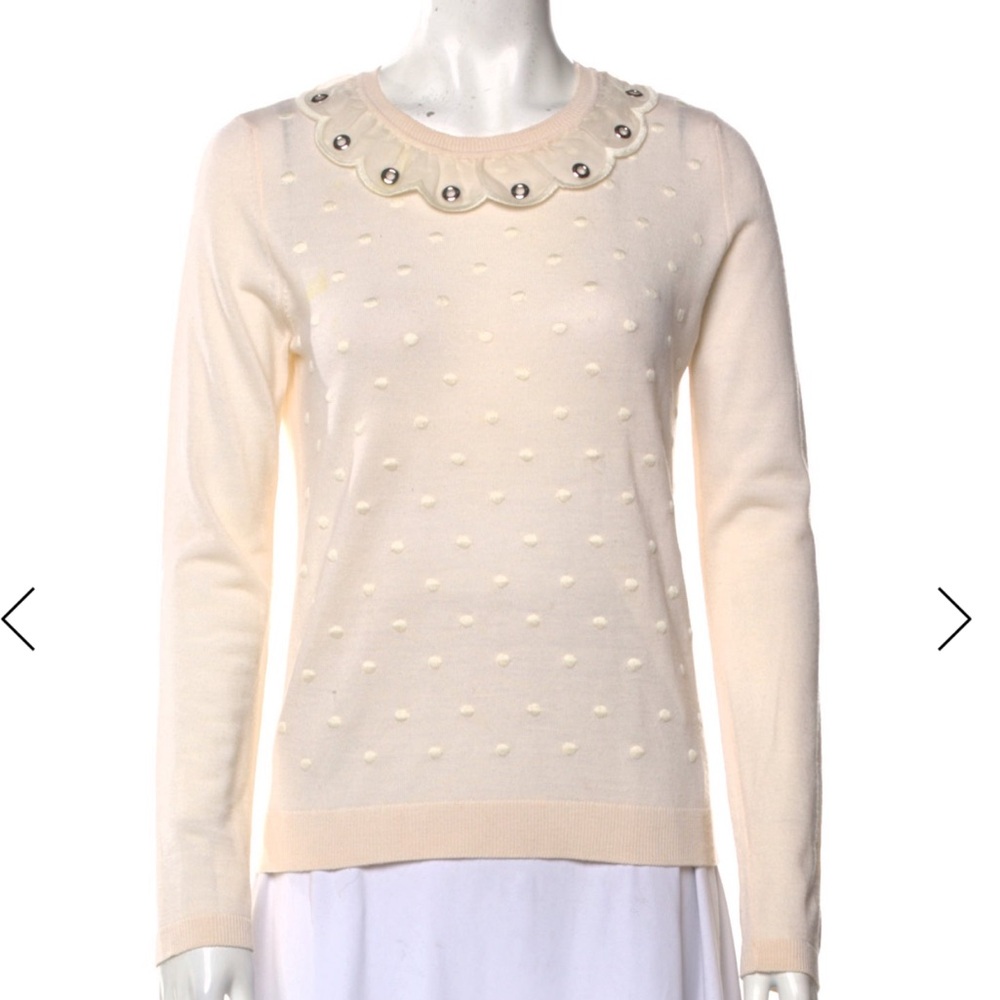 Red Valentino Virgin Wool Embellished Crewneck Sweater